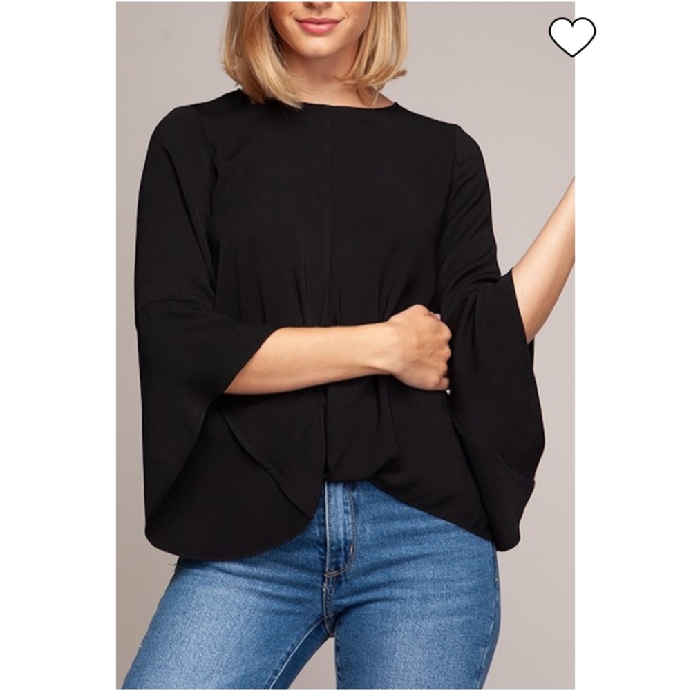 Naked Zebra Cascade Bell Sleeve Blouse Size M